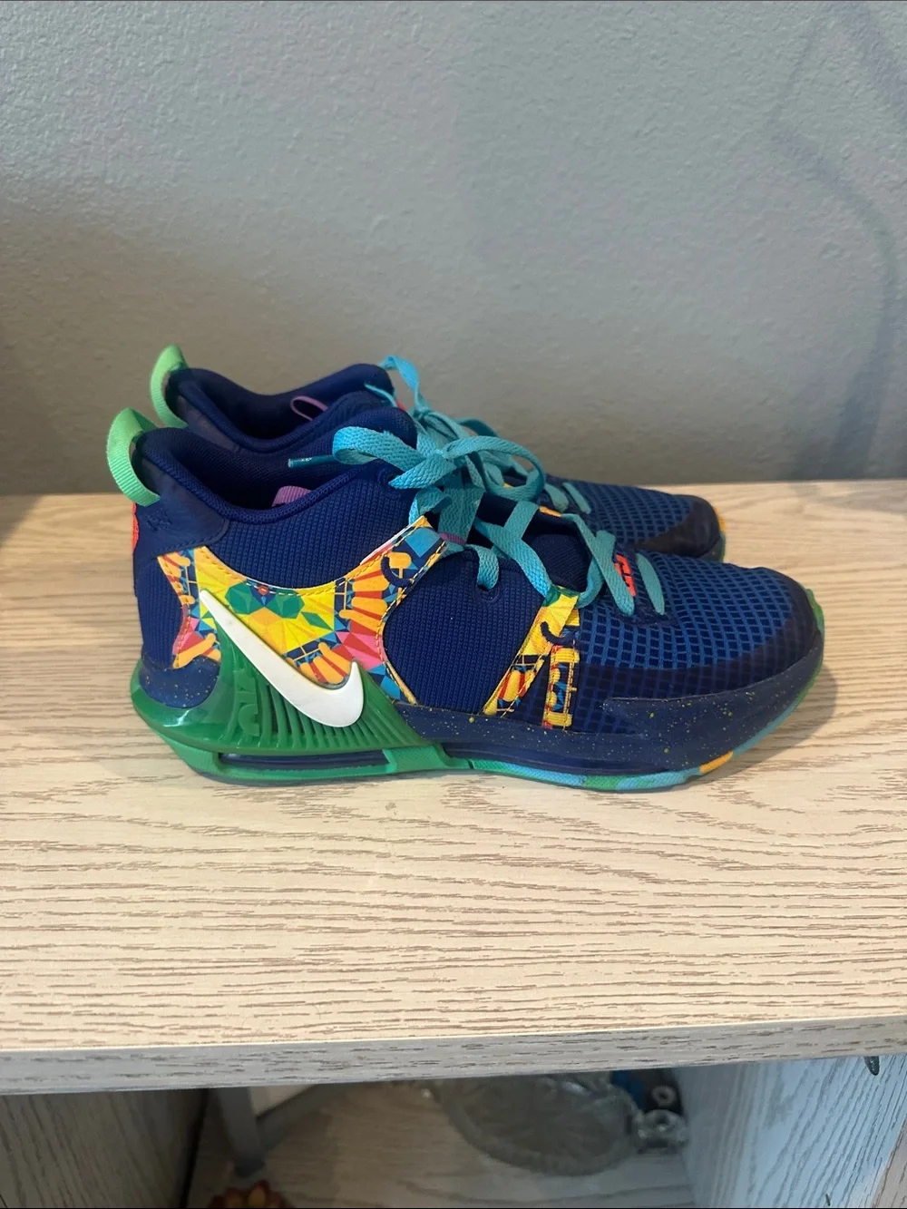Nike Kids Blue Sneakers with Teal Accents